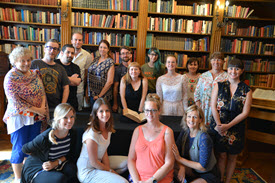 Bell Shakespeare Regional Teachers 2017 mentees pose for a group photo in library