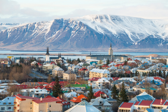 An aerial picture of Rejkavik, Iceland