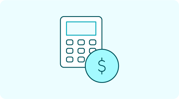 A graphic of a calculator with a dollar sign next to it showing that you can calculate expenses and savings.