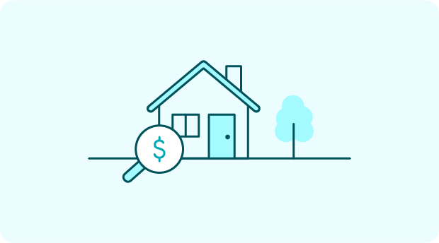 A graphic of a magnifying glass showing the value in a house representing the options refinancing can provide.